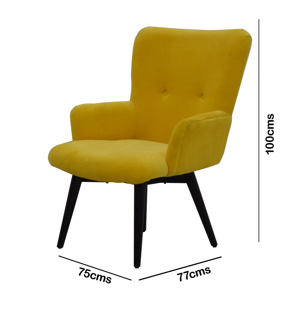 Timbertaste Ditya Yellow Upholstered Lounge Chair