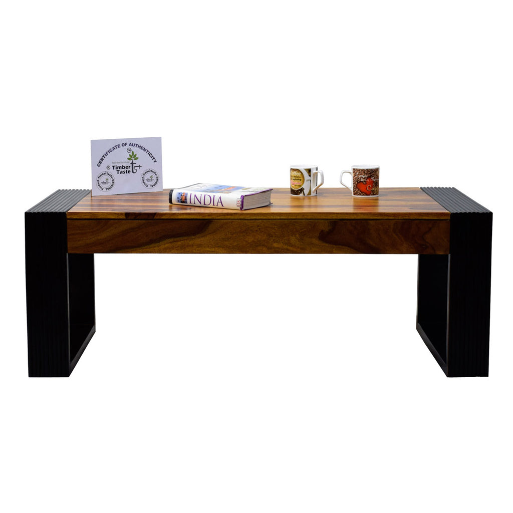 TimberTaste Sheesham Wood NOVA Coffee Table Teak Top Walnut Frame