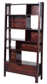 Timbertaste Sheesham Solid Wood SOHANA Dark Walnut Finish Bookcase Book Shelf Book Storage, Book Shelf