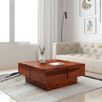 Timber Taste Sheesham Wood Coffee Table Square Centre Table for Living Room