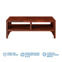 Timber Taste Sheesham Wood Center Table | Coffee Table with 2 Open Shelves