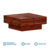Timber Taste Sheesham Wood Coffee Table Square Centre Table for Living Room
