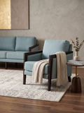 Timber Taste Espresso Skyblue Single Seater Sofa