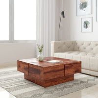 Timber Taste Sheesham Wood Coffee Table Square Centre Table for Living Room