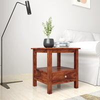 Timber Taste Sheesham Wood Side Table with 1 Drawer and 1 Open Shelf