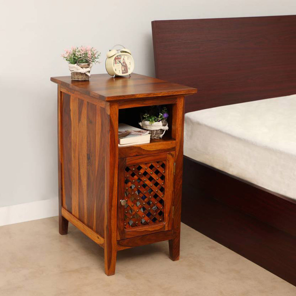 TimberTaste Sheesham Wood KAMA Side Table Natural Teak Finish