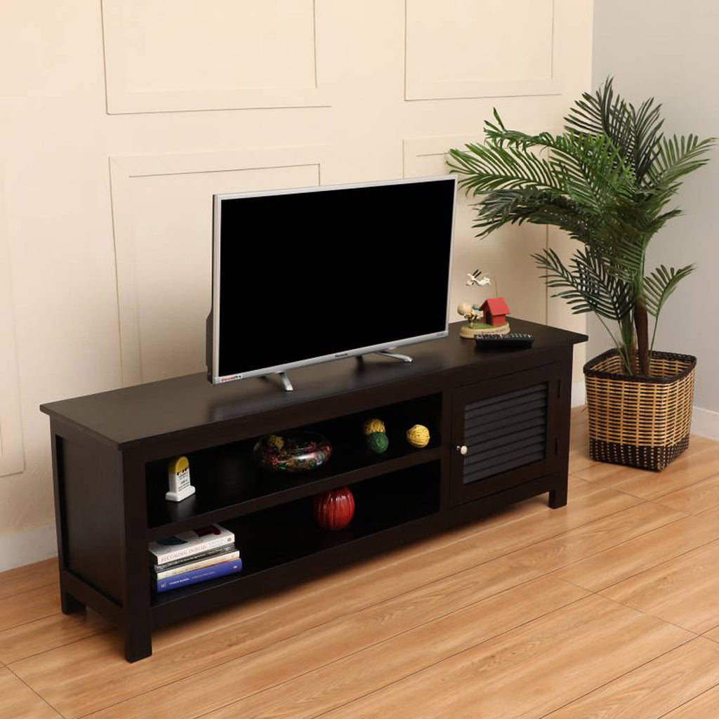 TimberTaste Sheesham Wood DYNA TV Cabinet Dark Walnut Finish.
