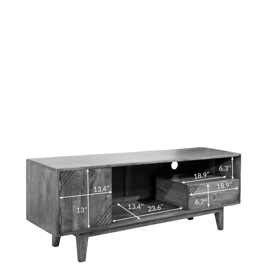 TimberTaste Solid Wood SHABY 1.45 Meter 1 Door 1 Draw TV Unit Cabinet Entertainment Stand (Two Tone Finish).