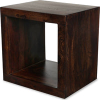 TimberTaste Sheesham Wood CUBO Side End Table Cube Style Dark Walnut Finish