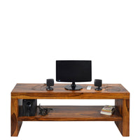 TImberTaste MALU Solid Wood TV Entertainment Unit  (Finish Color - Natural Teak).