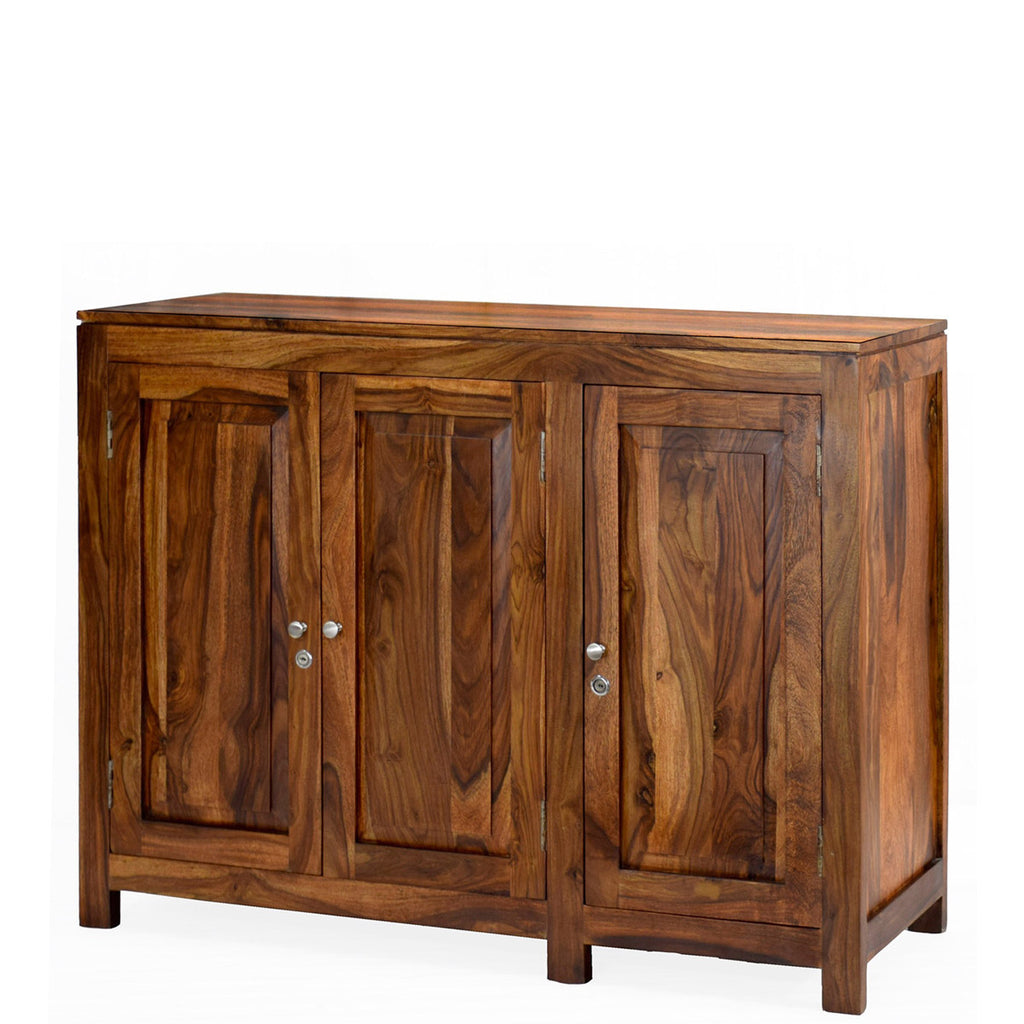 TimberTaste Sheesham Wood 3 door Danny / Albert side board (Natural Teak Finish).