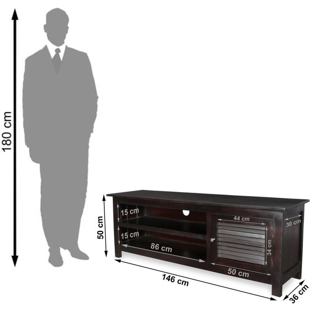 TimberTaste Sheesham Wood DYNA TV Cabinet Dark Walnut Finish.
