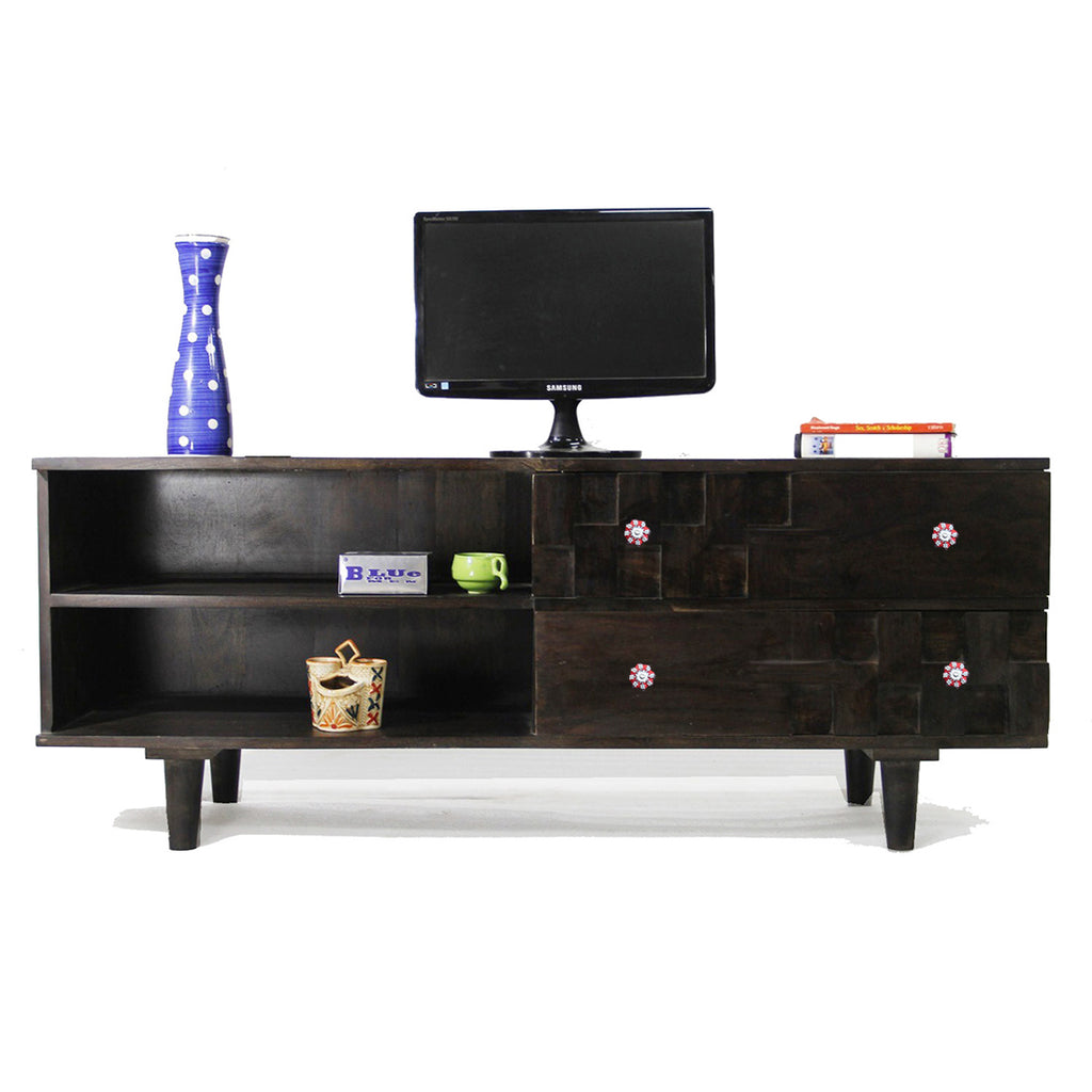 TimberTaste Sheesham Wood ANNA TV Cabinet Walnut Finish