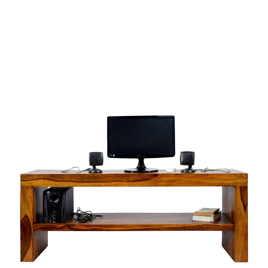 TImberTaste MALU Solid Wood TV Entertainment Unit  (Finish Color - Natural Teak).