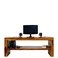 TImberTaste MALU Solid Wood TV Entertainment Unit  (Finish Color - Natural Teak).