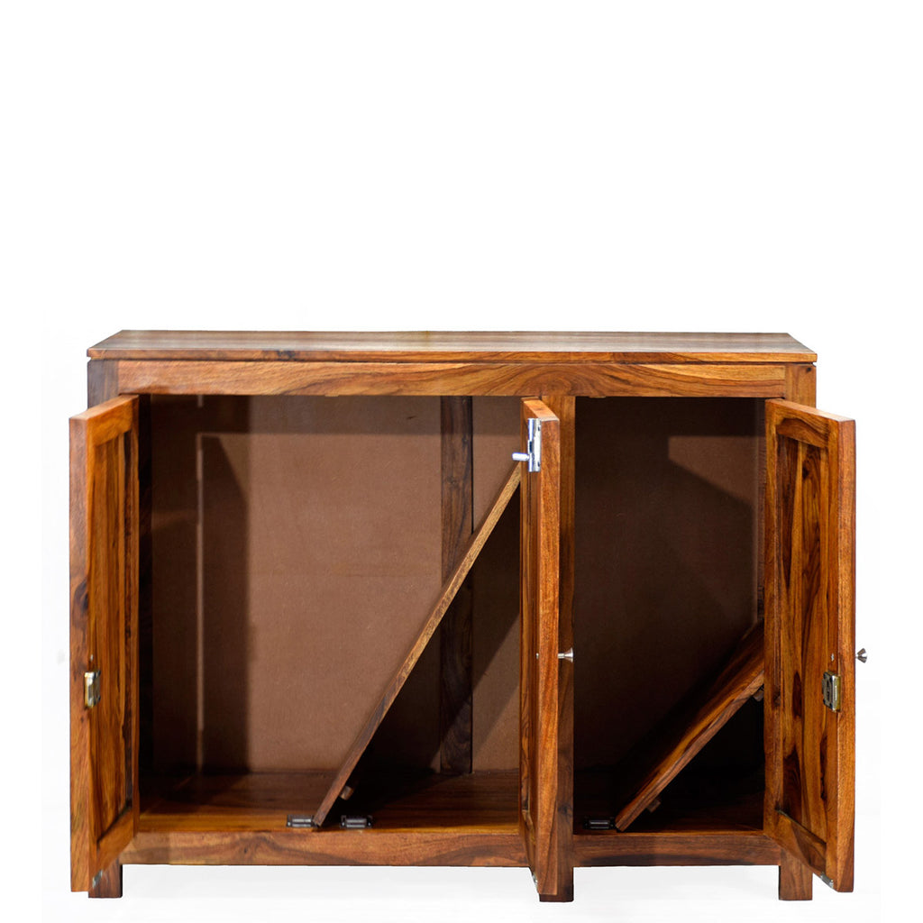 TimberTaste Sheesham Wood 3 door Danny / Albert side board (Natural Teak Finish).