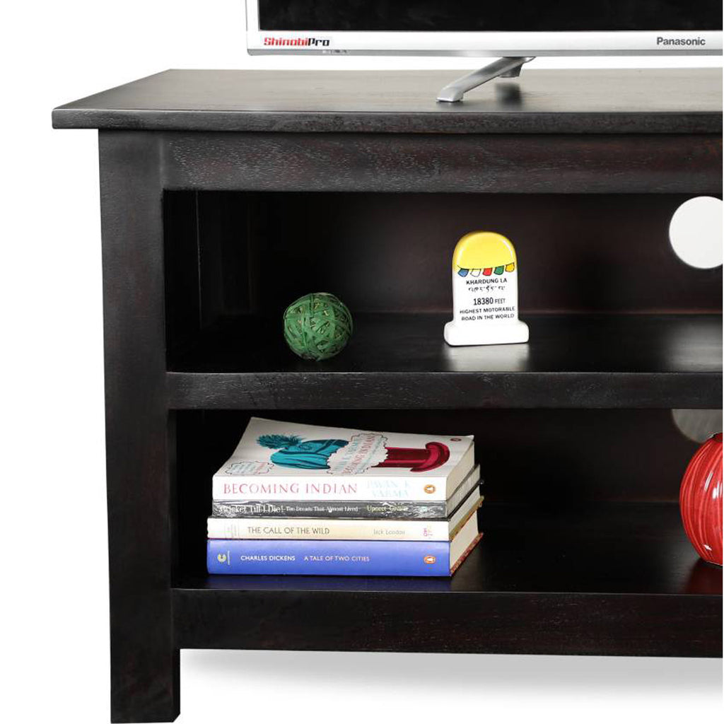 TimberTaste Sheesham Wood DYNA TV Cabinet Dark Walnut Finish.