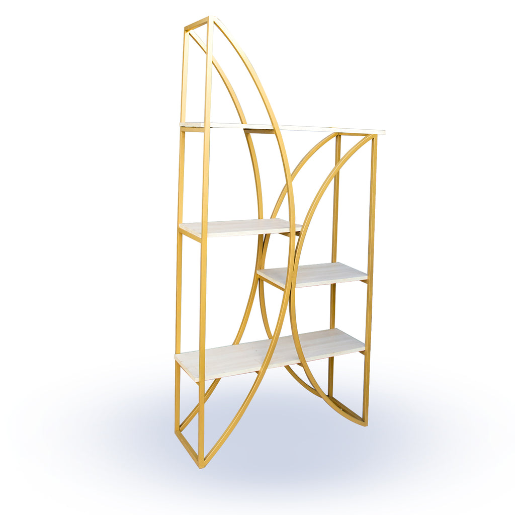 Timbertaste Metal Bookshelf Brass Finish With 6 Shelf Home Décor