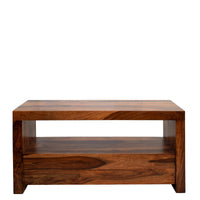 TimberTaste Sheesham Wood 1.10 Meter Natural Teak Finish 2 Draw TV Unit Cabinet Entertainment Stand.