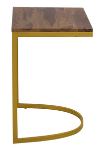 Timbertaste Solid Sheesham Wood Top And Golden Coated Iron Base Fuzi C-Table for Working Adults ( Provincial Teak Finish)