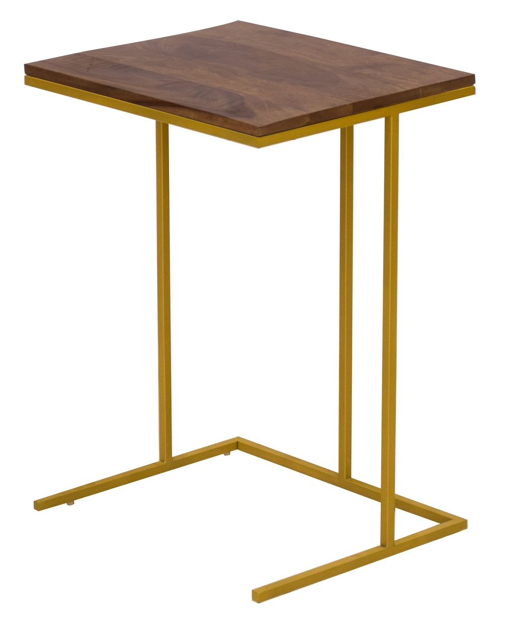 Timbertaste Solid Sheesham Wood Top And Golden Coated Iron Base Deleon C-Table for Working Adults ( Provincial Teak Finish)