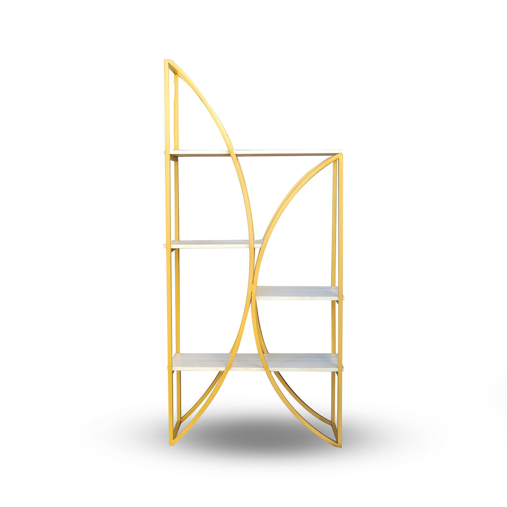 Timbertaste Metal Bookshelf Brass Finish With 6 Shelf Home Décor