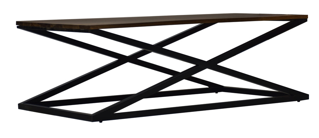 TimberTaste Solid Sheesham Wood Top Iron Base Dixie Coffee Table ( Provincial Teak) l Home Furniture| Living Room Furniture