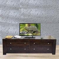 TimberTaste Solid Sheesham Wood 4DRAW  Dark Walnut TV Cabinet
