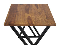 Timbertaste Solid Sheesham Wood Top Black Iron legs Akia Accent Side Table ( Provincial Teak)