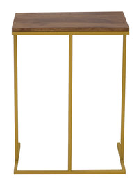 Timbertaste Solid Sheesham Wood Top And Golden Coated Iron Base Deleon C-Table for Working Adults ( Provincial Teak Finish)