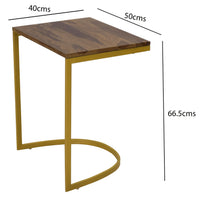 Timbertaste Solid Sheesham Wood Top And Golden Coated Iron Base Fuzi C-Table for Working Adults ( Provincial Teak Finish)