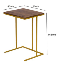 Timbertaste Solid Sheesham Wood Top And Golden Coated Iron Base Deleon C-Table for Working Adults ( Provincial Teak Finish)