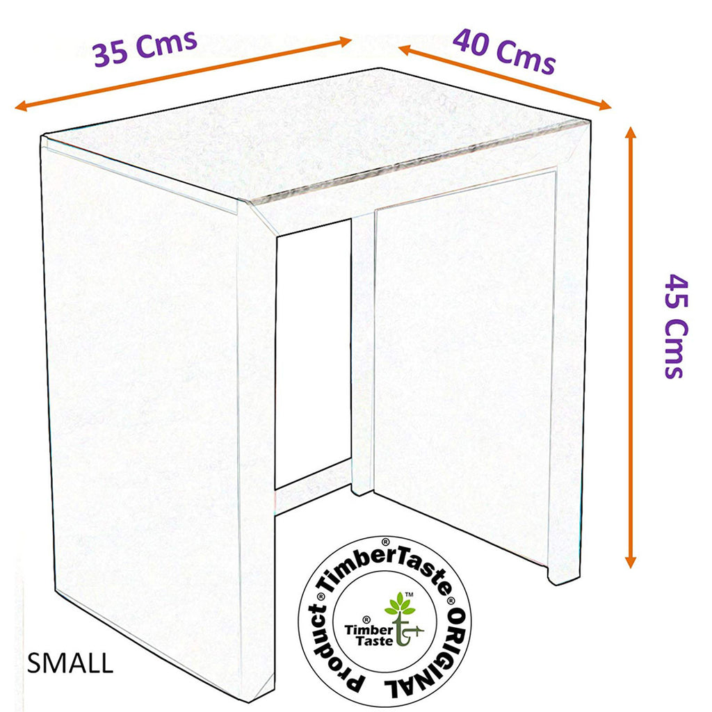 TimberTaste Sheesham Wood SMALL Size SATIN Side Table Dark Walnut Finish