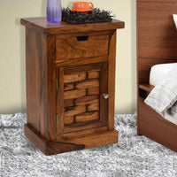 TimberTaste Sheesham Wood 1 Draw ALASKA Teak Finish Side End Corner Table