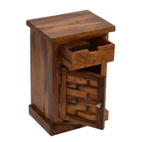 TimberTaste Sheesham Wood 1 Draw ALASKA Teak Finish Side End Corner Table