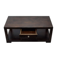 TimberTaste Sheesham Wood 1 Draw with Cabinet ALFA Dark Walnut Coffee Center Table Teapoy