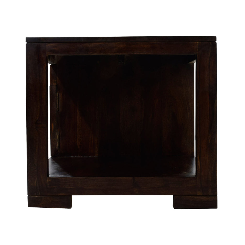 TimberTaste Sheesham Wood 1 Draw with Cabinet ALFA Dark Walnut Coffee Center Table Teapoy