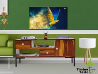 TimberTaste Sheesham Solid Wood 1 Meter Aqua Natural Teak Lacquer Finish TV Unit Cabinet.