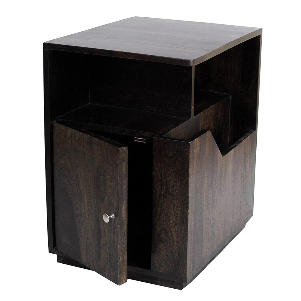TimberTaste Sheesham Wood ASTRO Side Table Megazine Stand Dark Walnut Finish