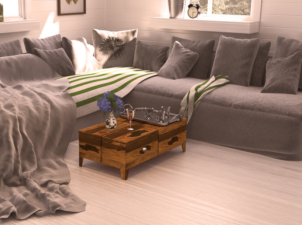 TimberTaste Sheesham Wood FARGO Natural Teak Finish Coffee Center
