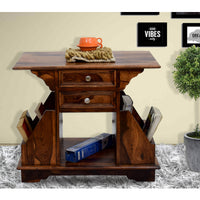 TimberTaste Sheesham Wood 2 Draw BALA Side Table Megazine stand Teak Finish