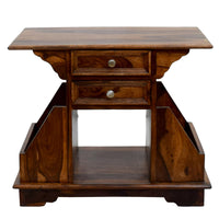 TimberTaste Sheesham Wood 2 Draw BALA Side Table Megazine stand Teak Finish