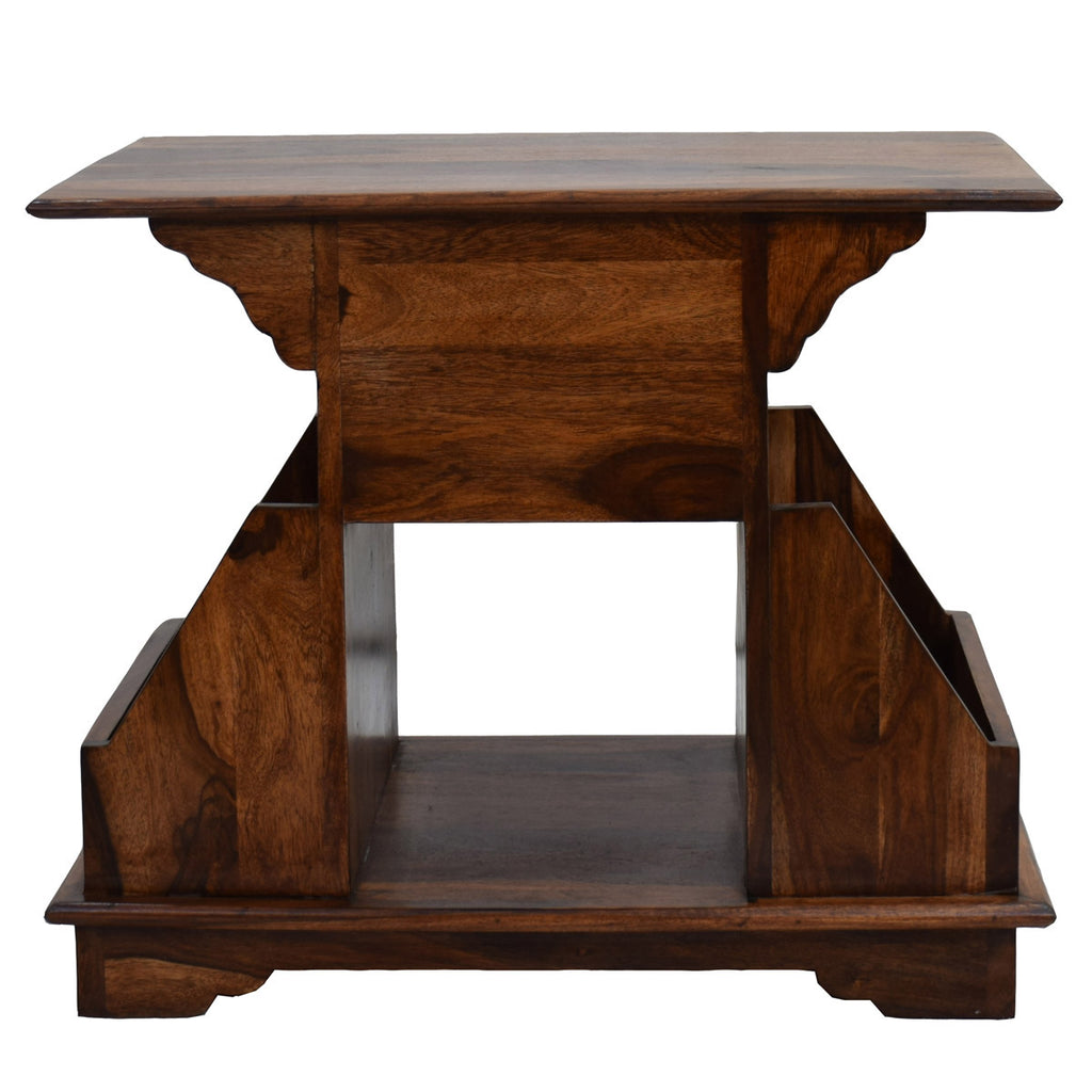 TimberTaste Sheesham Wood 2 Draw BALA Side Table Megazine stand Teak Finish