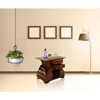 TimberTaste Sheesham Wood 2 Draw BALA Side Table Megazine stand Teak Finish