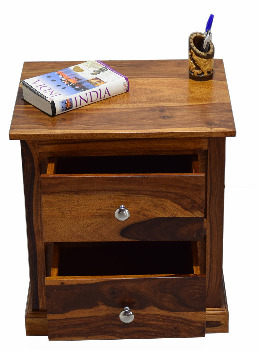 TimberTaste BELLY Solid Wood End Table in Natural Teek Finish, corner table, end table, accent table, solid wood table, telephone table, fish tank stand, wooden table, sofa table, bedside table,Teek Finish.