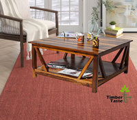 TimberTaste Sheesham Wood BINGO Natural Teak Finish Coffee Center Table Teapoy