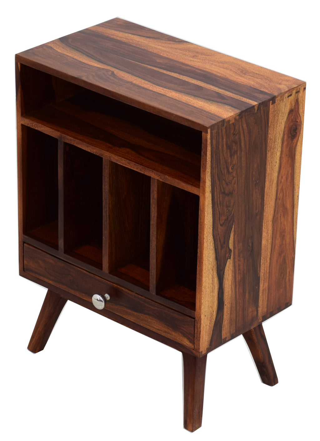 TimberTaste BONY Solid Wood End Table in Natural Teek And Dark Walnut Finish, corner table, end table, accent table, solid wood table, telephone table, fish tank stand, wooden table, sofa table, bedside table,Teek Finish.