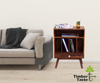 Timbertaste Sheesham Solid Wood Bony Natural Teak Finish Side End Table Office Utility Table