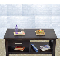 TimberTaste Sheesham Wood 1 Draw with shelves BOSCO Dark Walnut Coffee Center Table Teapoy