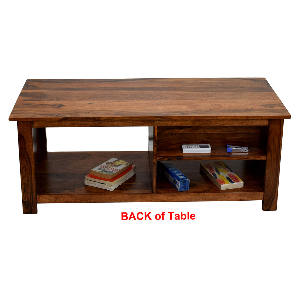 TimberTaste Sheesham Wood 1 Draw with shelves BOSCO Natural Teak Coffee Center Table Teapoy